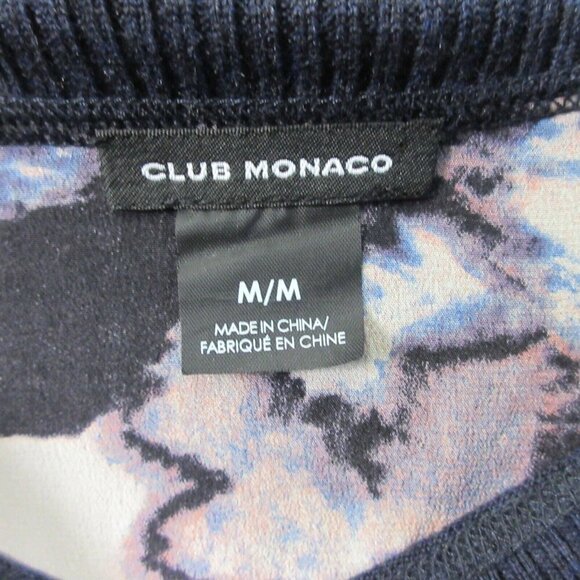 Club Monaco Layered Sweater Top Women M Black Split Back Boat Neck Casual 184 - Picture 3 of 7